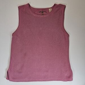 Original Island Silk Blouse Womens Size Large Pink Sleeveless‎ Beachy Preppy Top